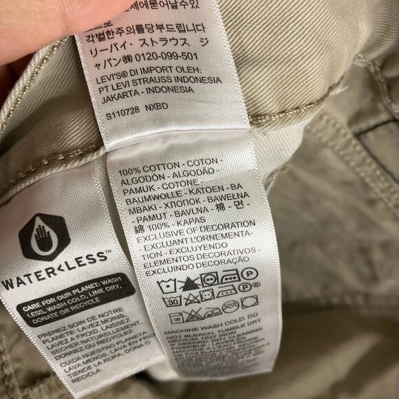 Levi's 514 Jeans Mens 30x30 Beige Khaki Straight Fit Waterless Sustainable - Picture 6 of 10